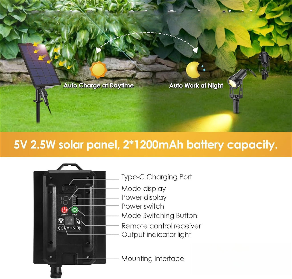 Solar Garden Spotlights Warm White