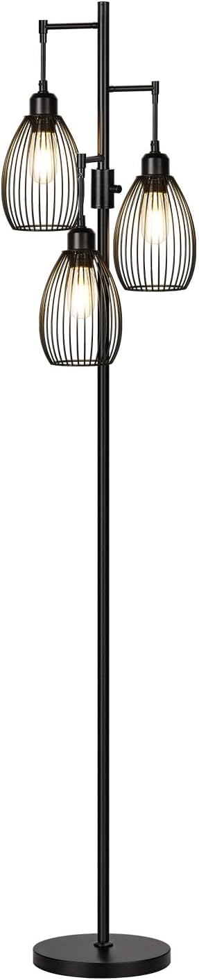 Black Teardrop Cage Tree Floor Lamp