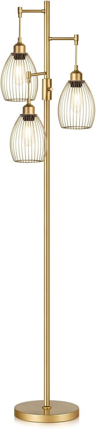 Gold Teardrop Cage 3-Light Floor Lamp