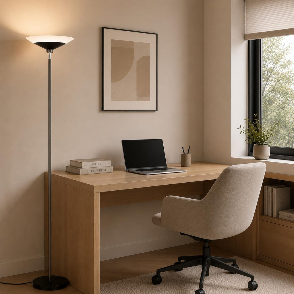 Black Remote Dimmable Torchiere Floor Lamp