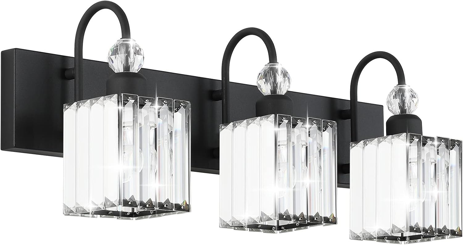 Modern Black Crystal Bathroom Vanity Light