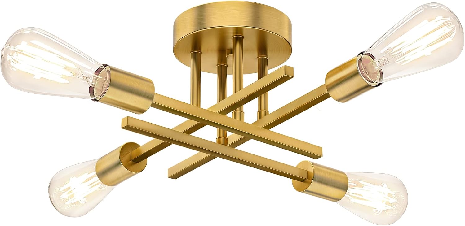 Gold 4-Light Sputnik Ceiling Lamp