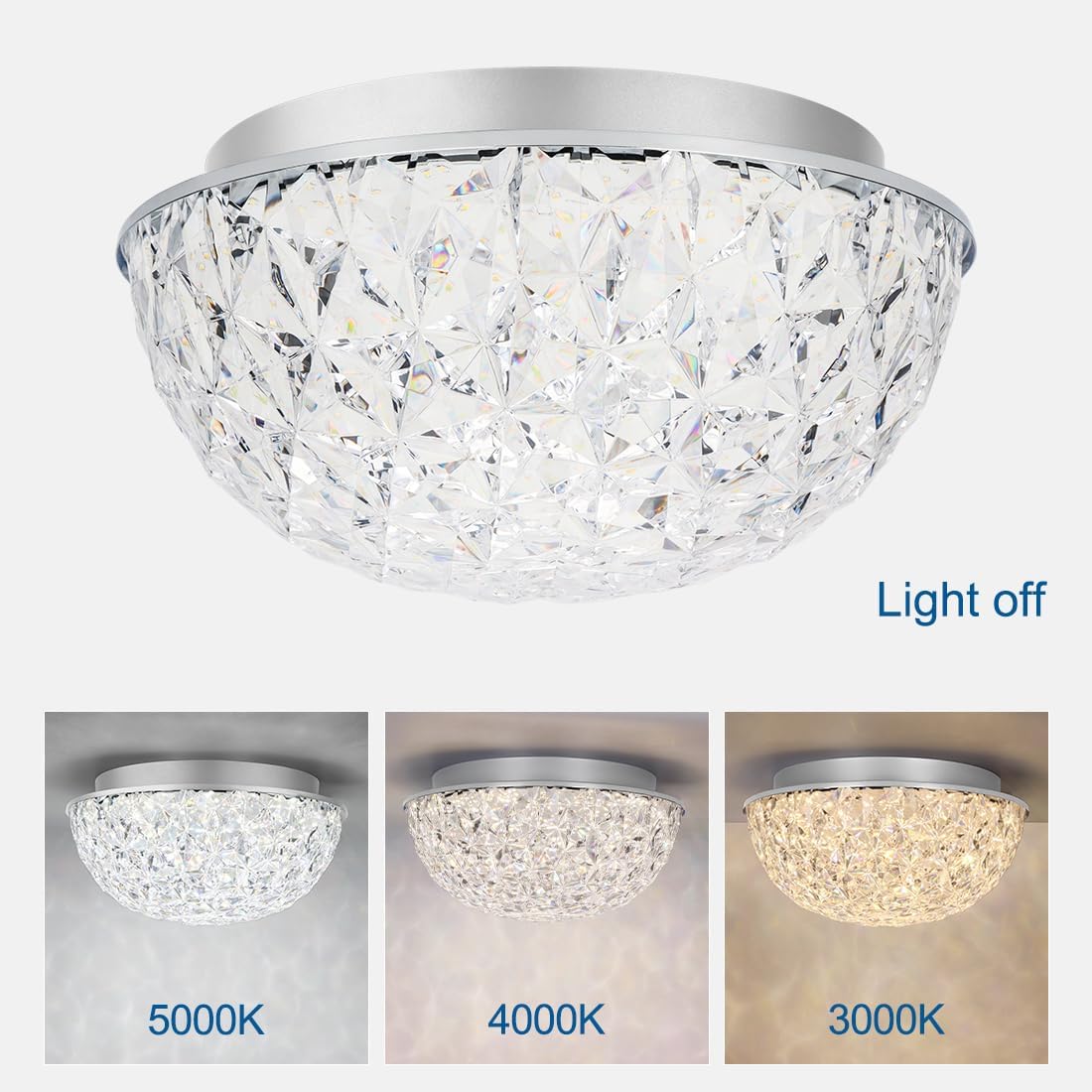 12 Inch Crystal Dimmable Ceiling Light