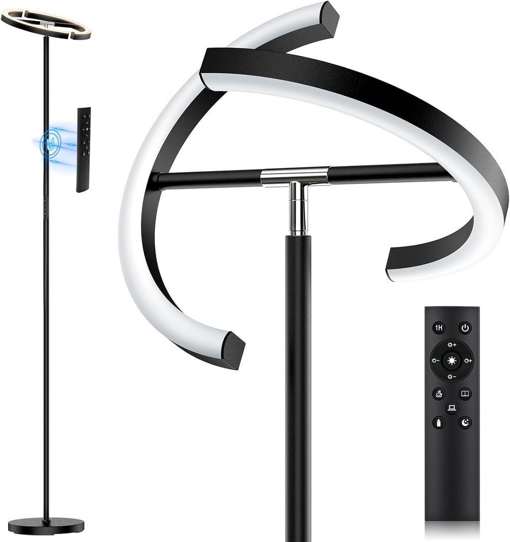 Black Rotatable Remote Floor Reading Lamp