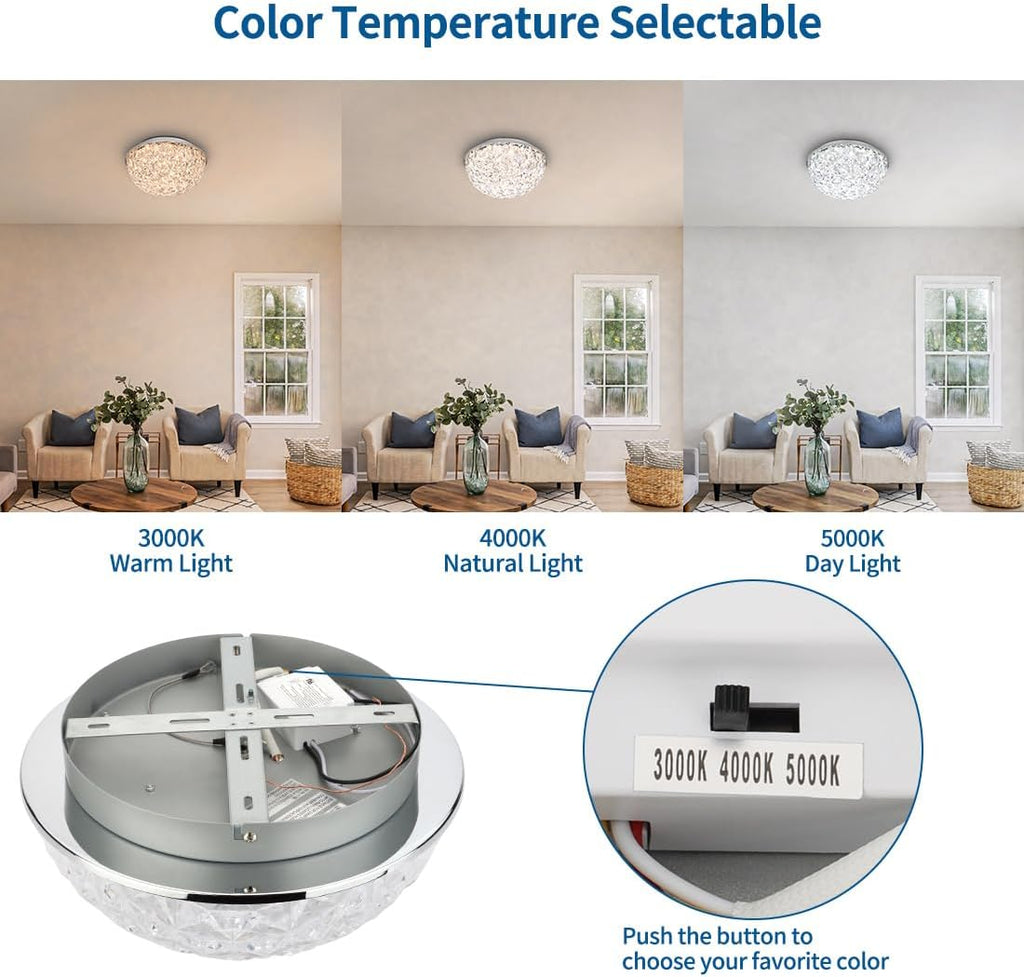 12 Inch Crystal Dimmable Ceiling Light
