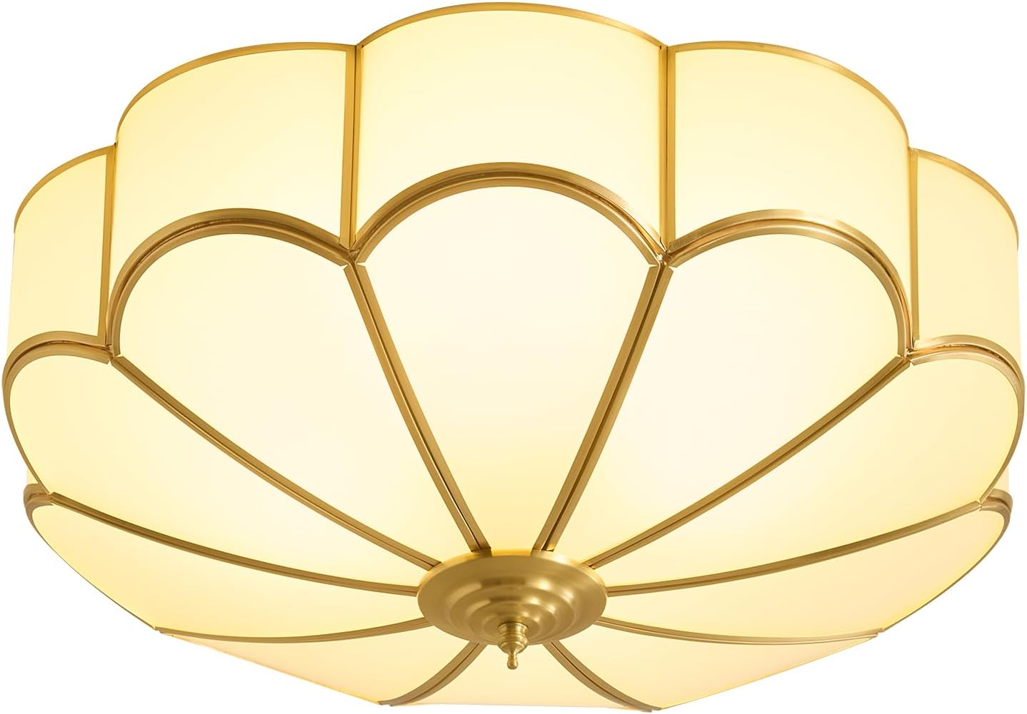 17.7In Gold Milk Glass Ceiling Lamp