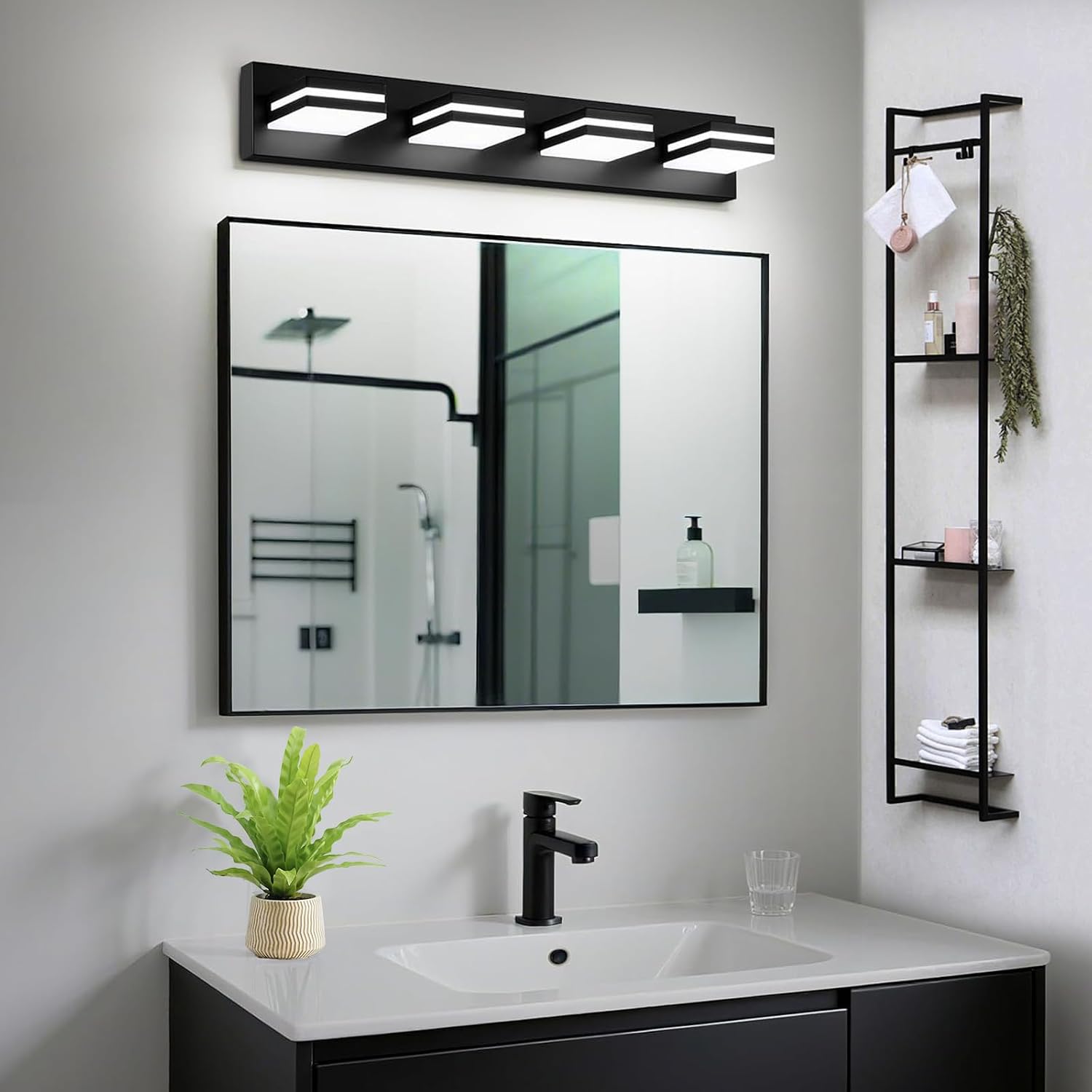 24In Black Rotatable 4-Light Vanity Light