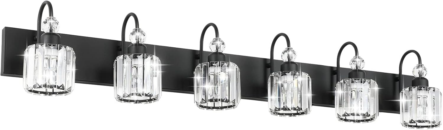 Modern Black Crystal Bathroom Vanity Light