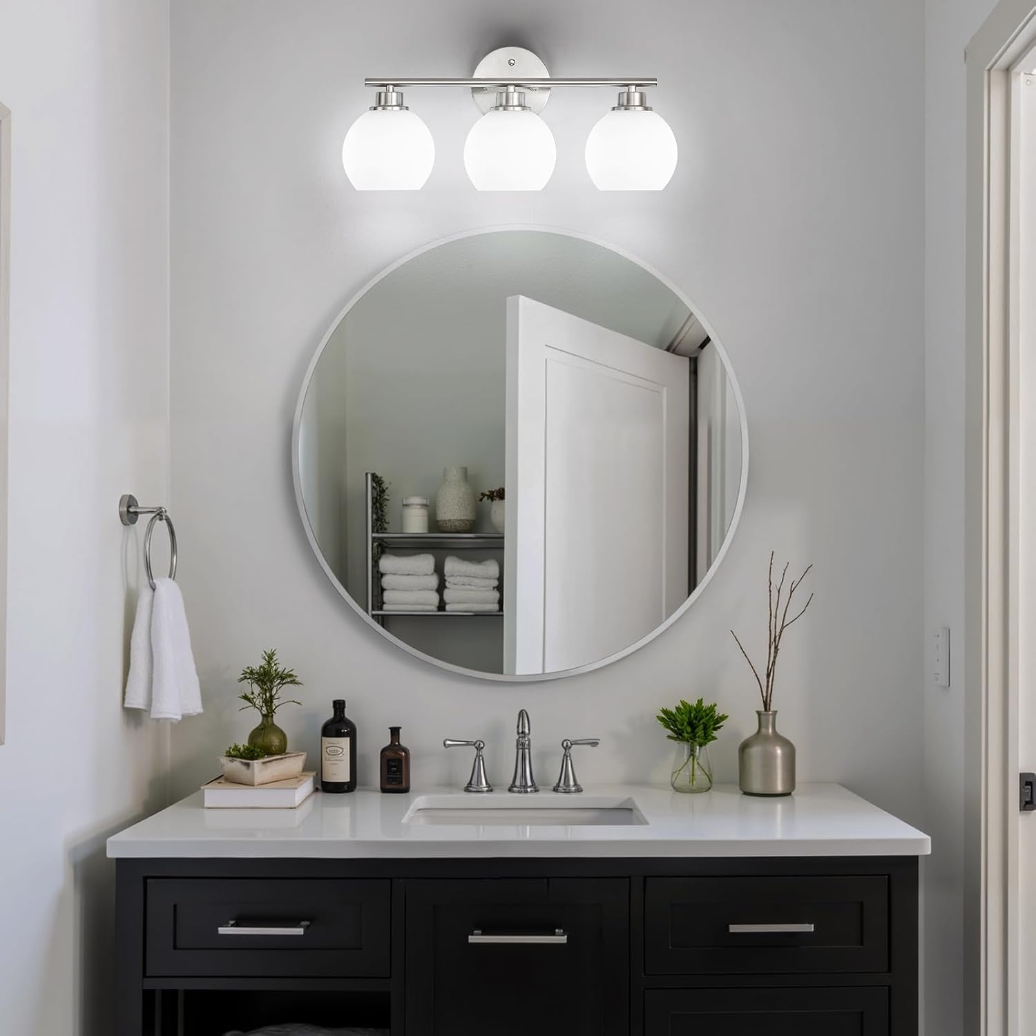 Nickel 3-Light Bathroom Wall Sconce
