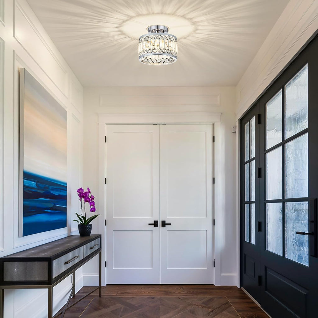 9 Inch Chrome Crystal Ceiling Light