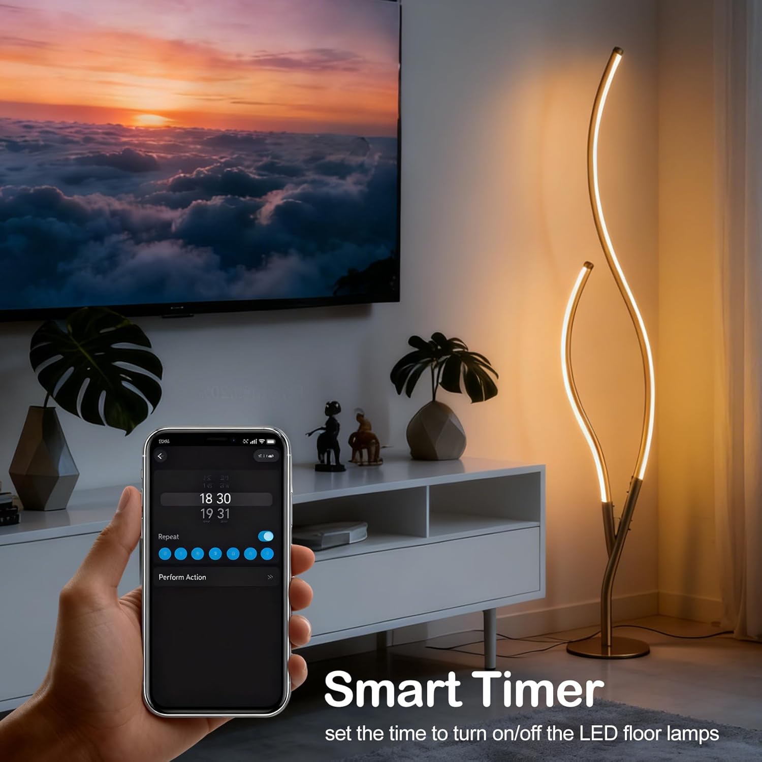 Attractive Gold Smart Music Sync Floor Lamp