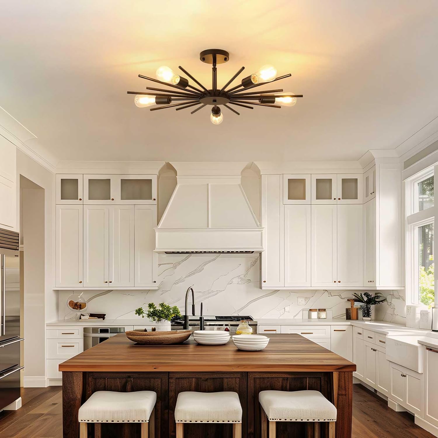 Black 5-Light Sputnik Ceiling Light