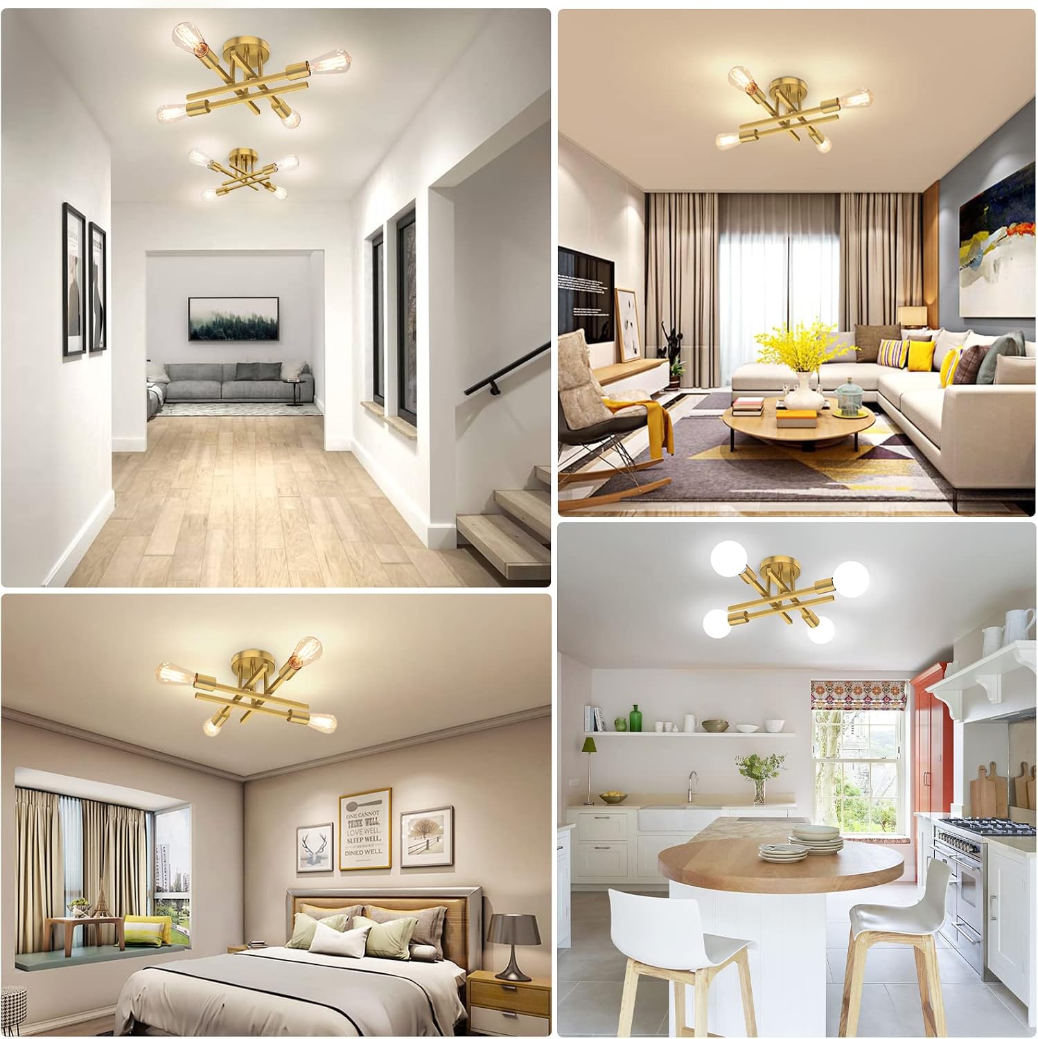 Gold 4-Light Sputnik Ceiling Lamp