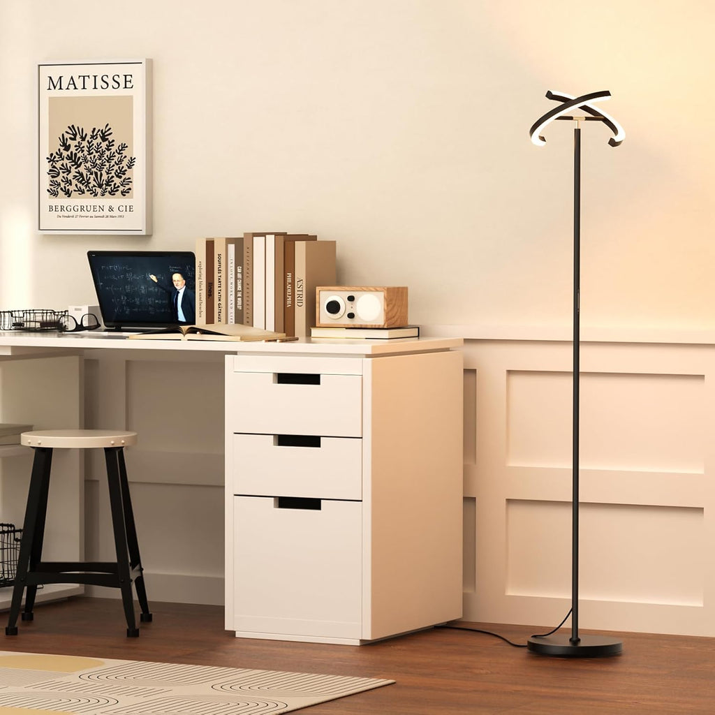 Black Rotatable Remote Floor Reading Lamp