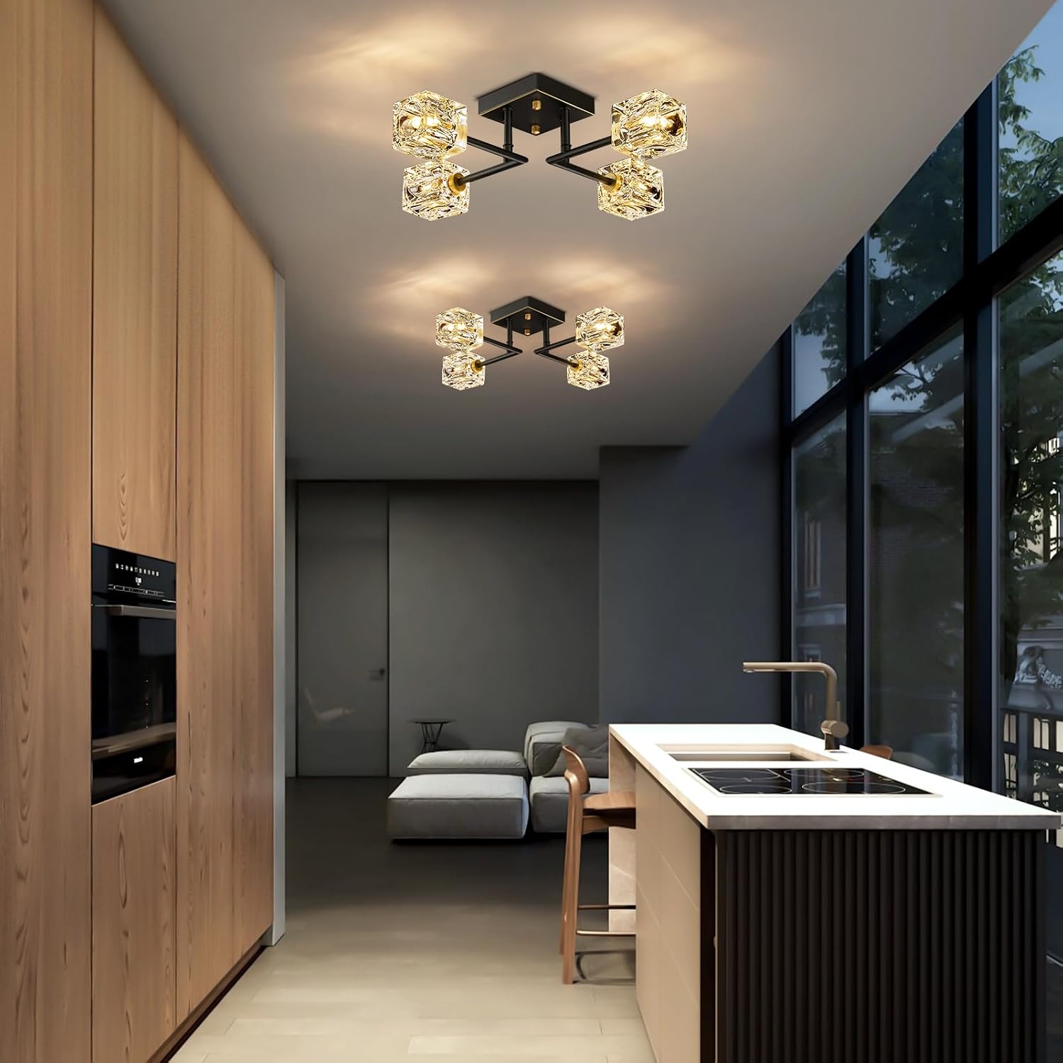 Black Gold 4-Light Sputnik Ceiling Light