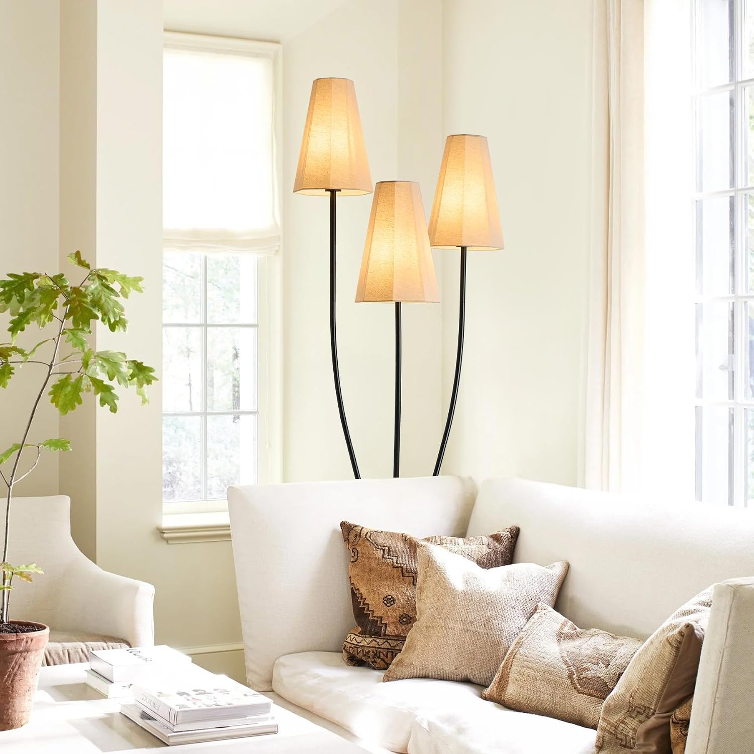 Curved Base 3-Light Vintage Floor Lamp