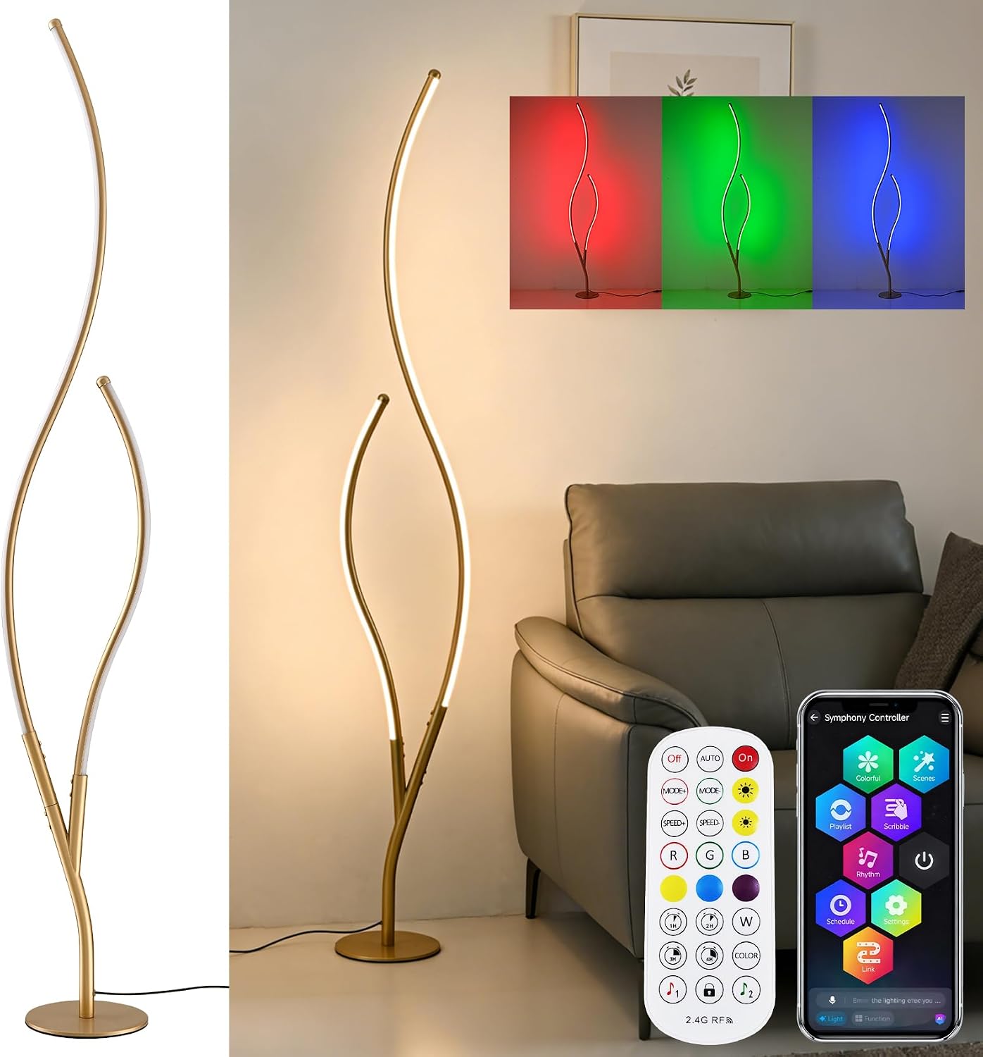 Attractive Gold Smart Music Sync Floor Lamp