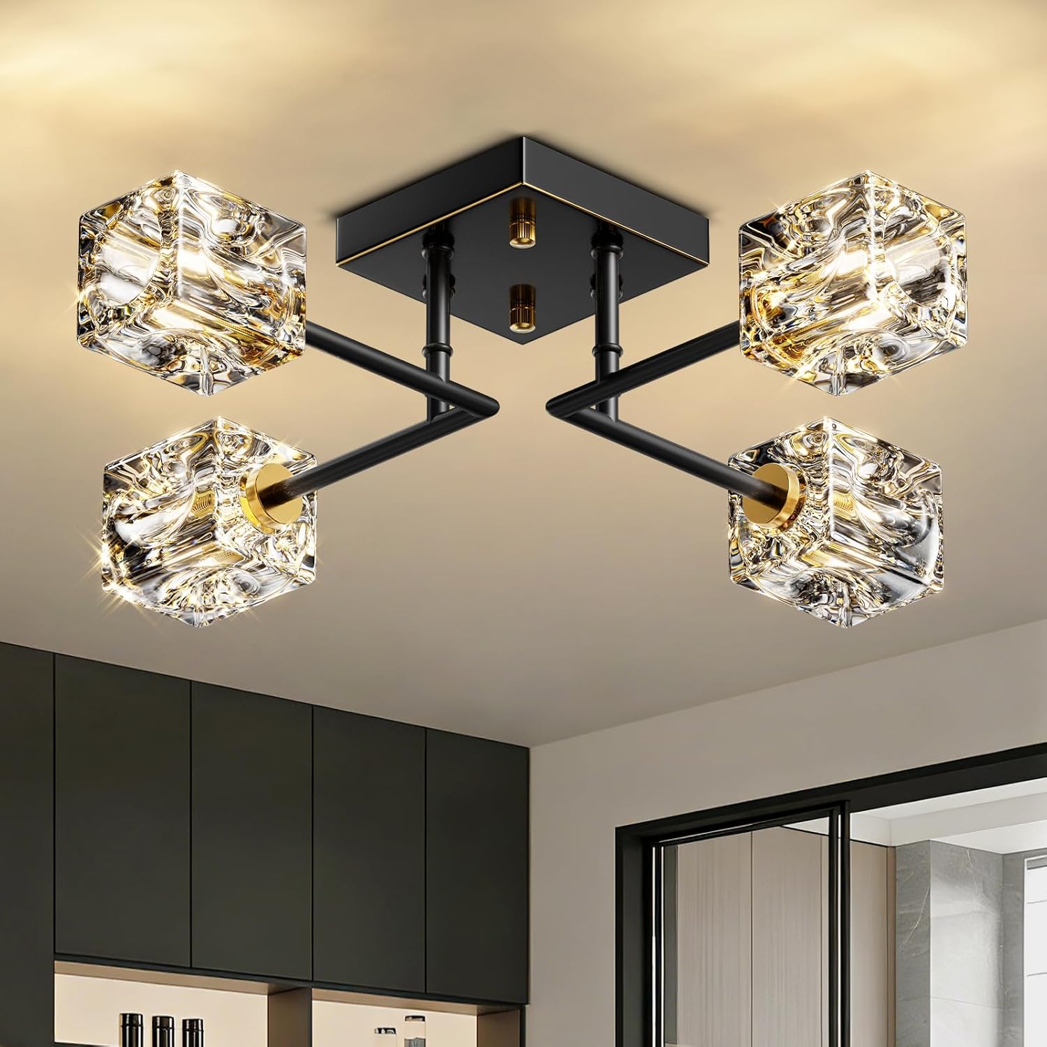 Black Gold 4-Light Sputnik Ceiling Light