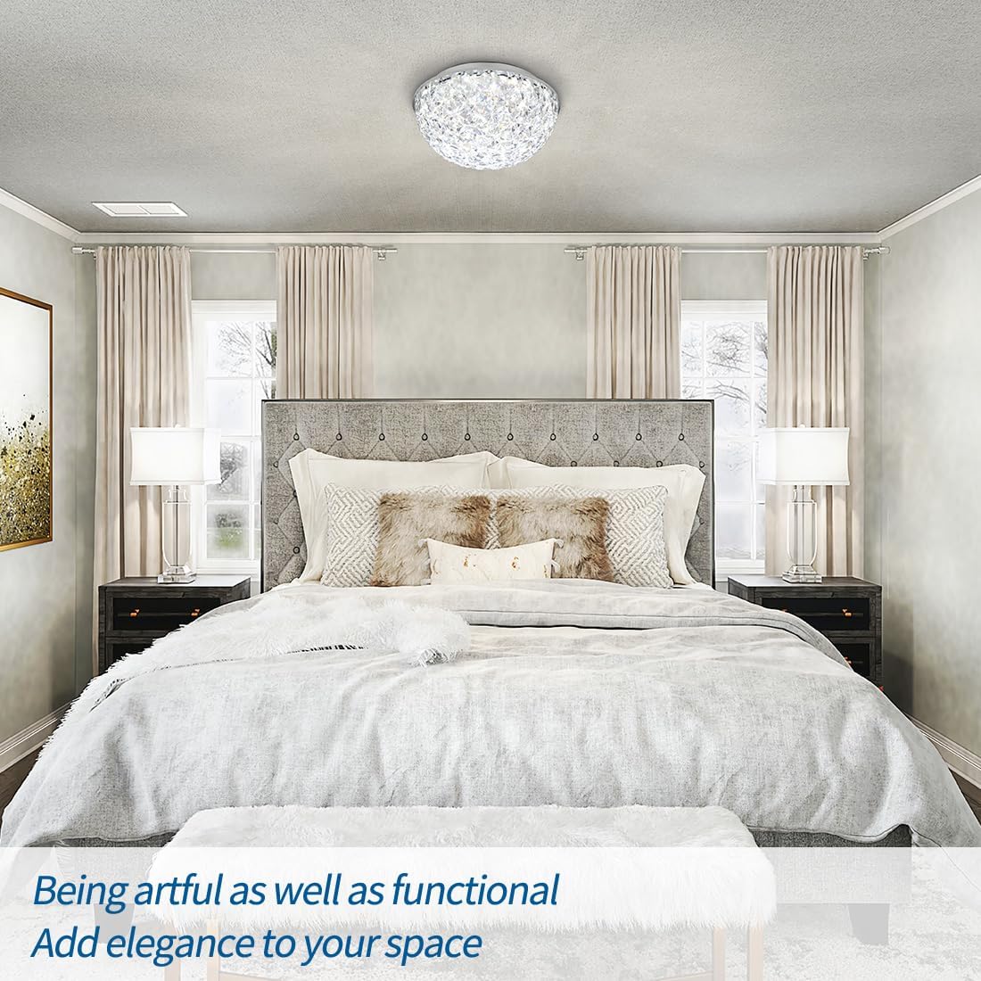 12 Inch Crystal Dimmable Ceiling Light