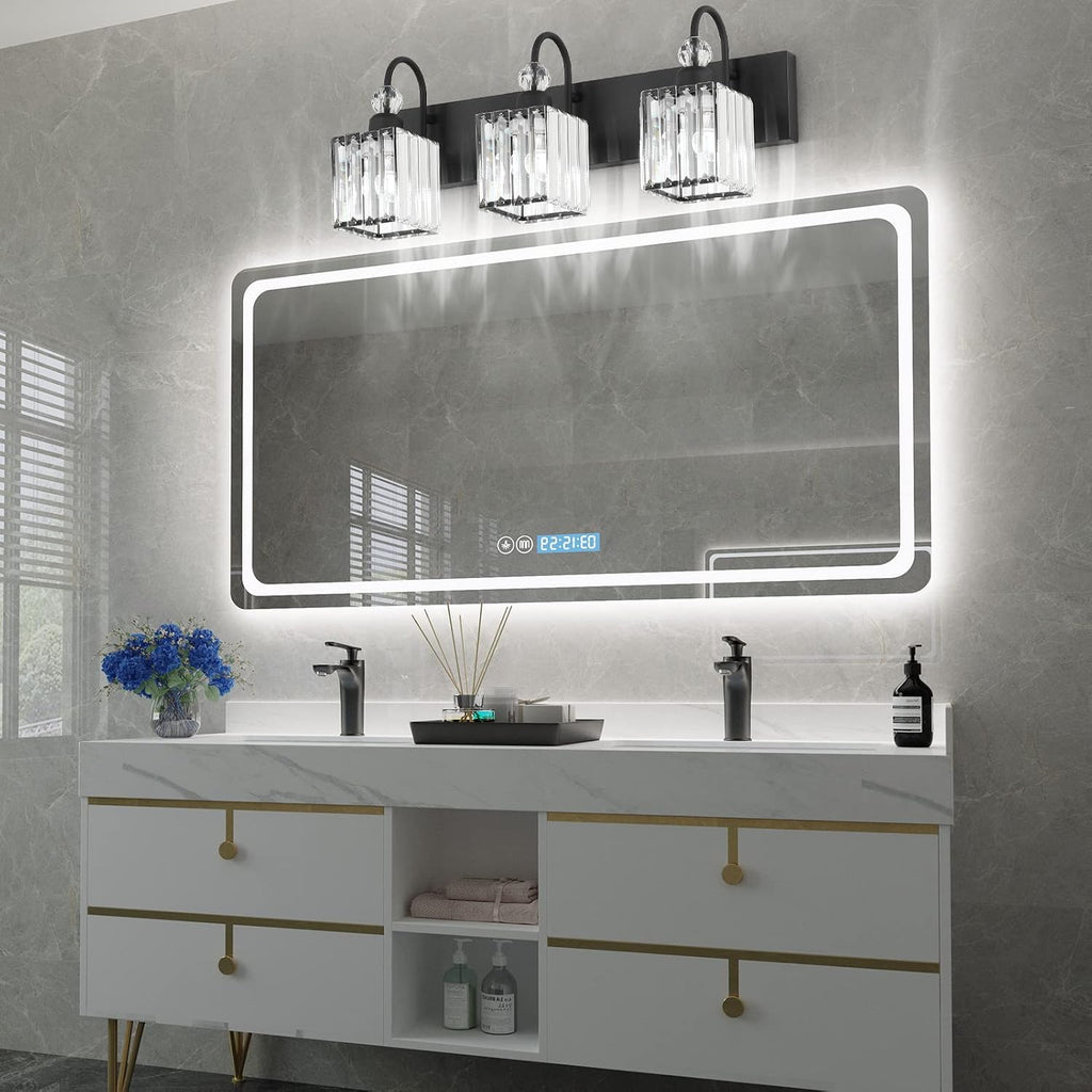 Modern Black Crystal Bathroom Vanity Light