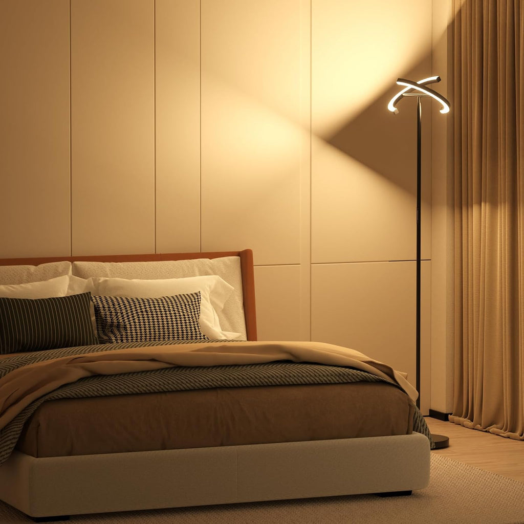 Black Rotatable Remote Floor Reading Lamp