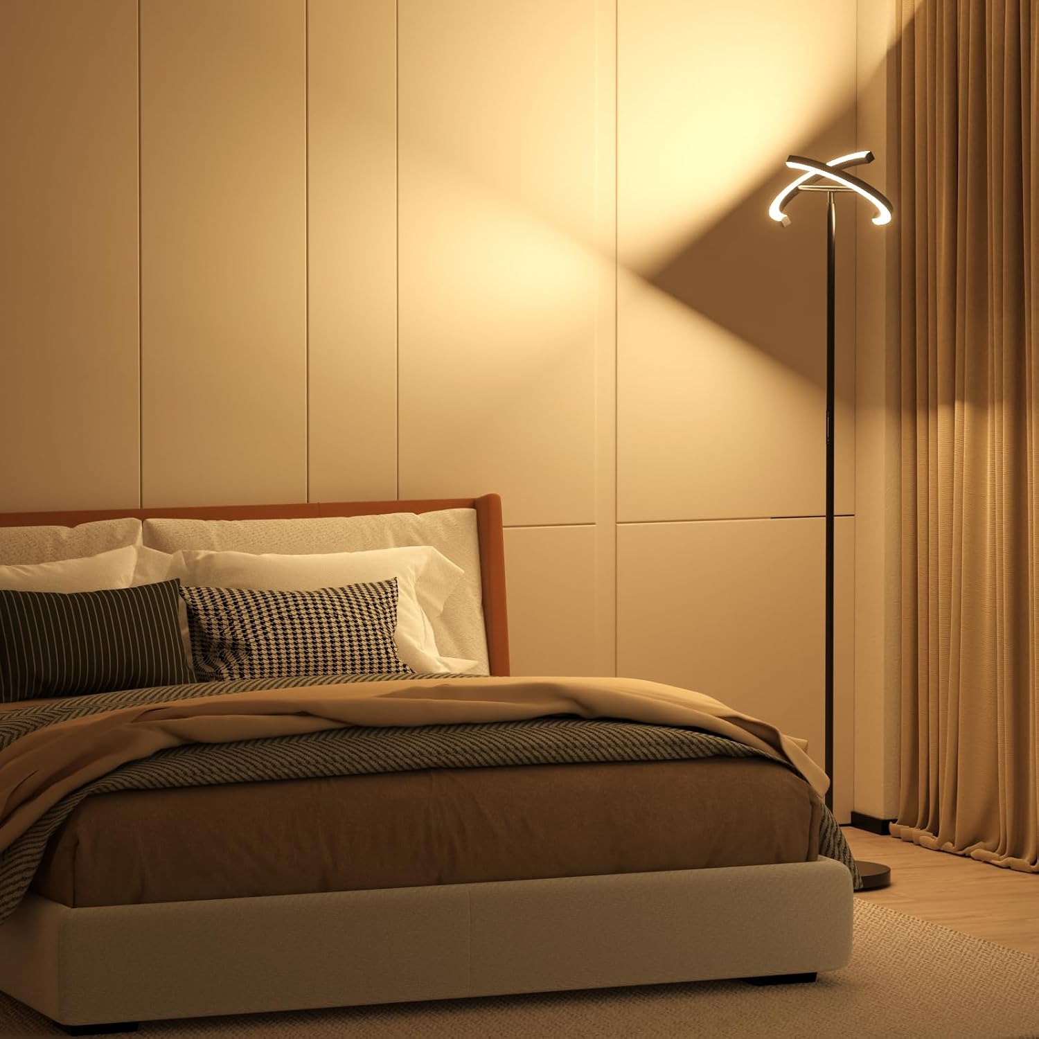 Black Rotatable Remote Floor Reading Lamp