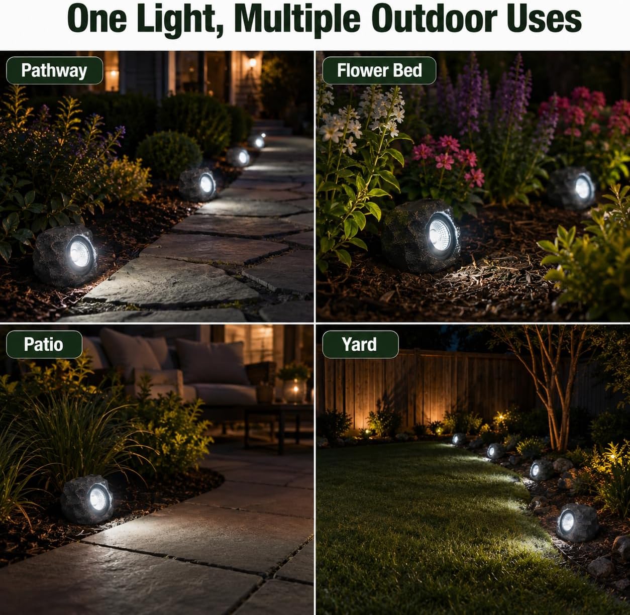 Solar Stone Outdoor Garden Path Lights