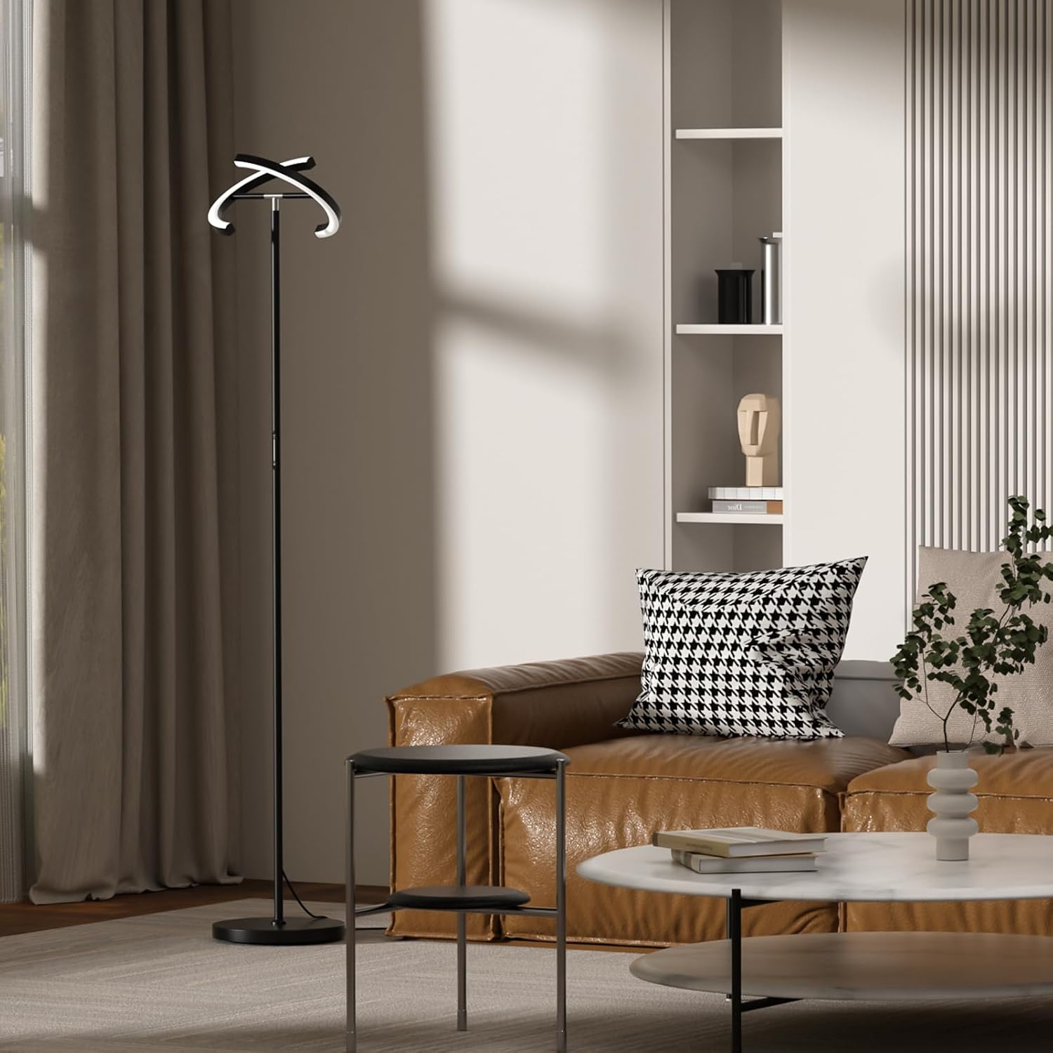 Black Rotatable Remote Floor Reading Lamp