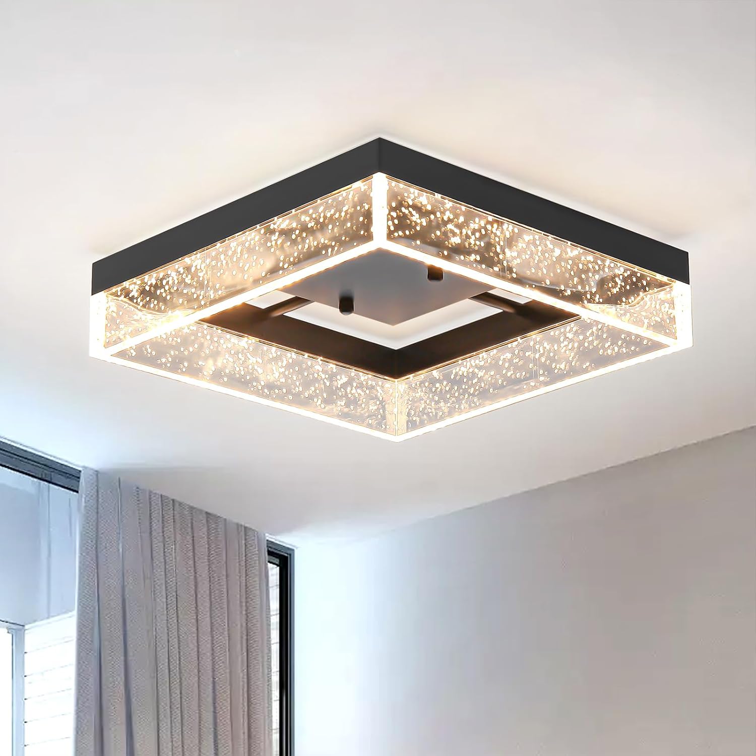 Black Square Bubble Acrylic Ceiling Light
