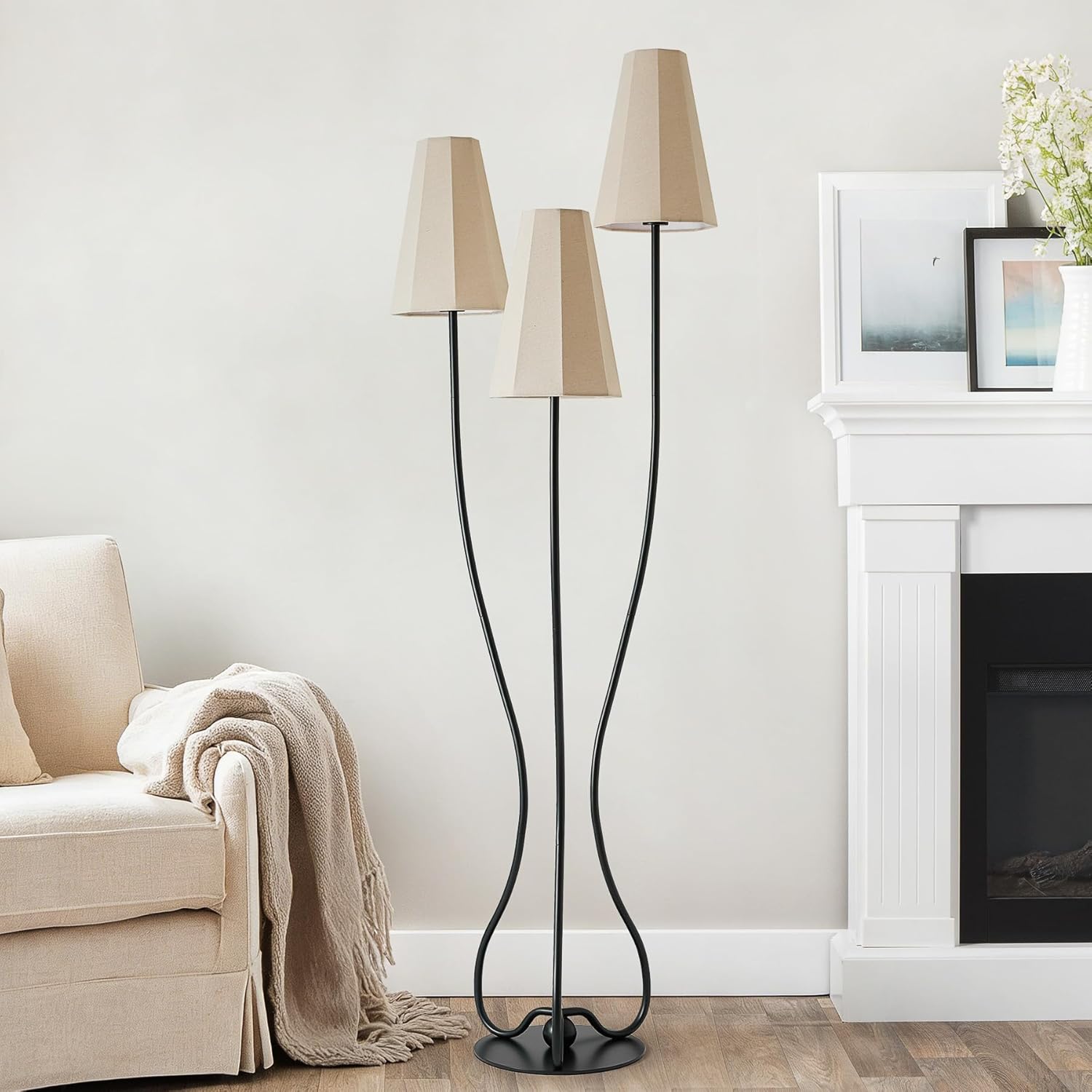 Curved Base 3-Light Vintage Floor Lamp