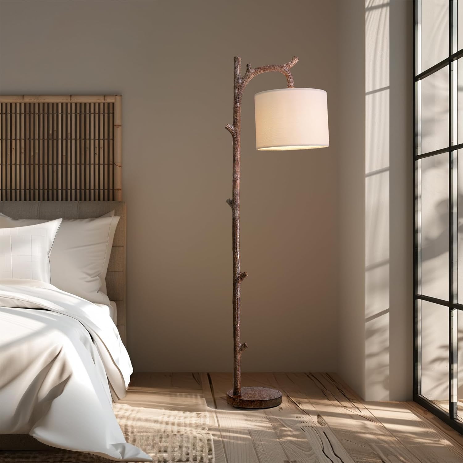 Brown Wood Retro Tree Floor Lamp