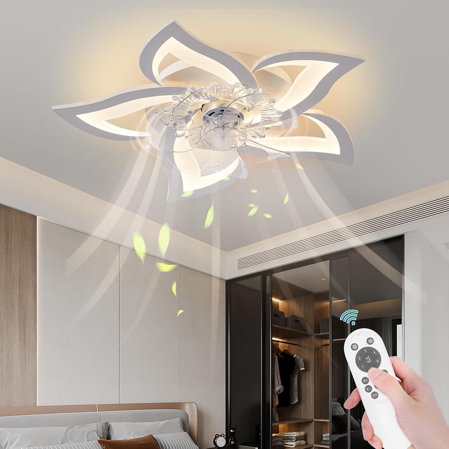 Flower Ceiling Fan Light With Remote