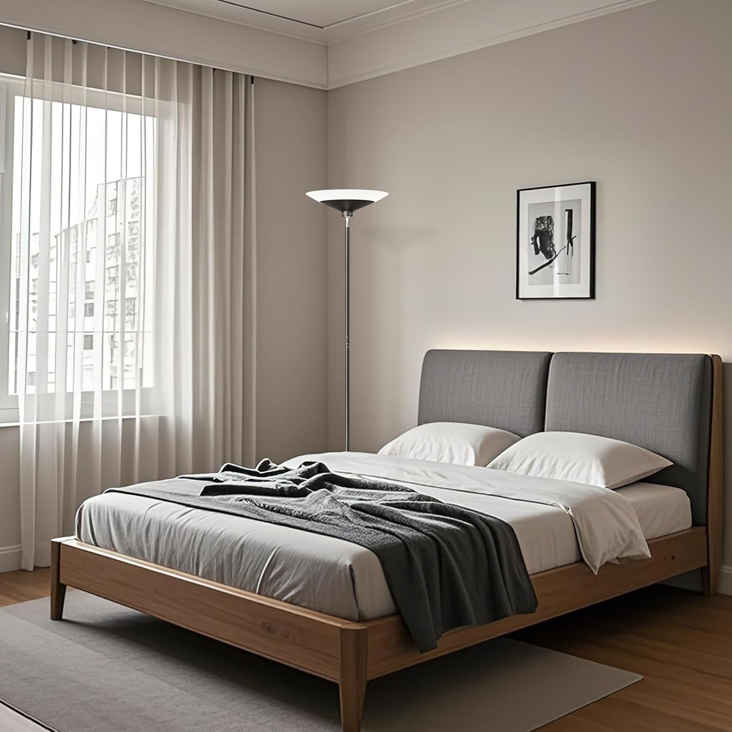 Black Remote Dimmable Torchiere Floor Lamp
