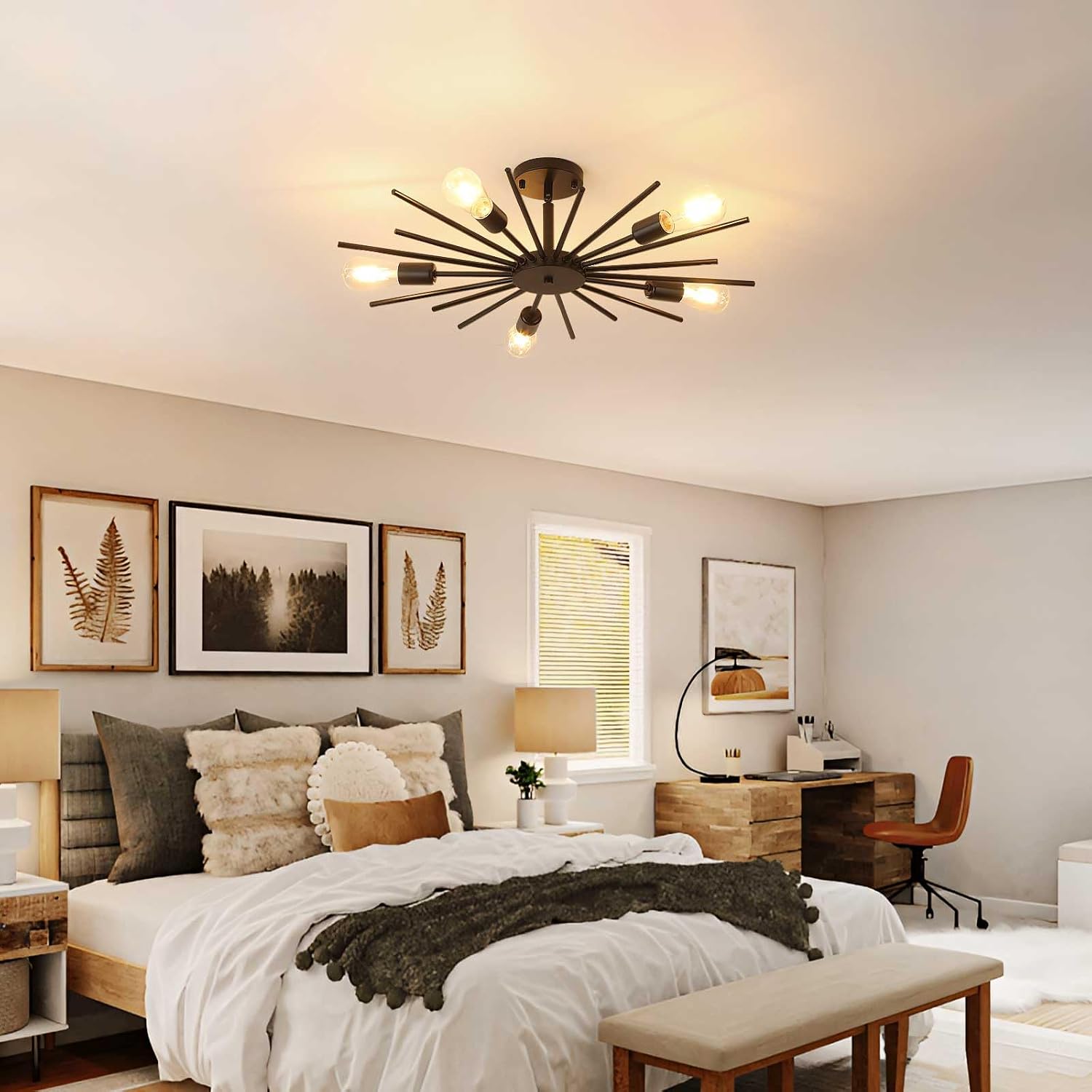 Black 5-Light Sputnik Ceiling Light