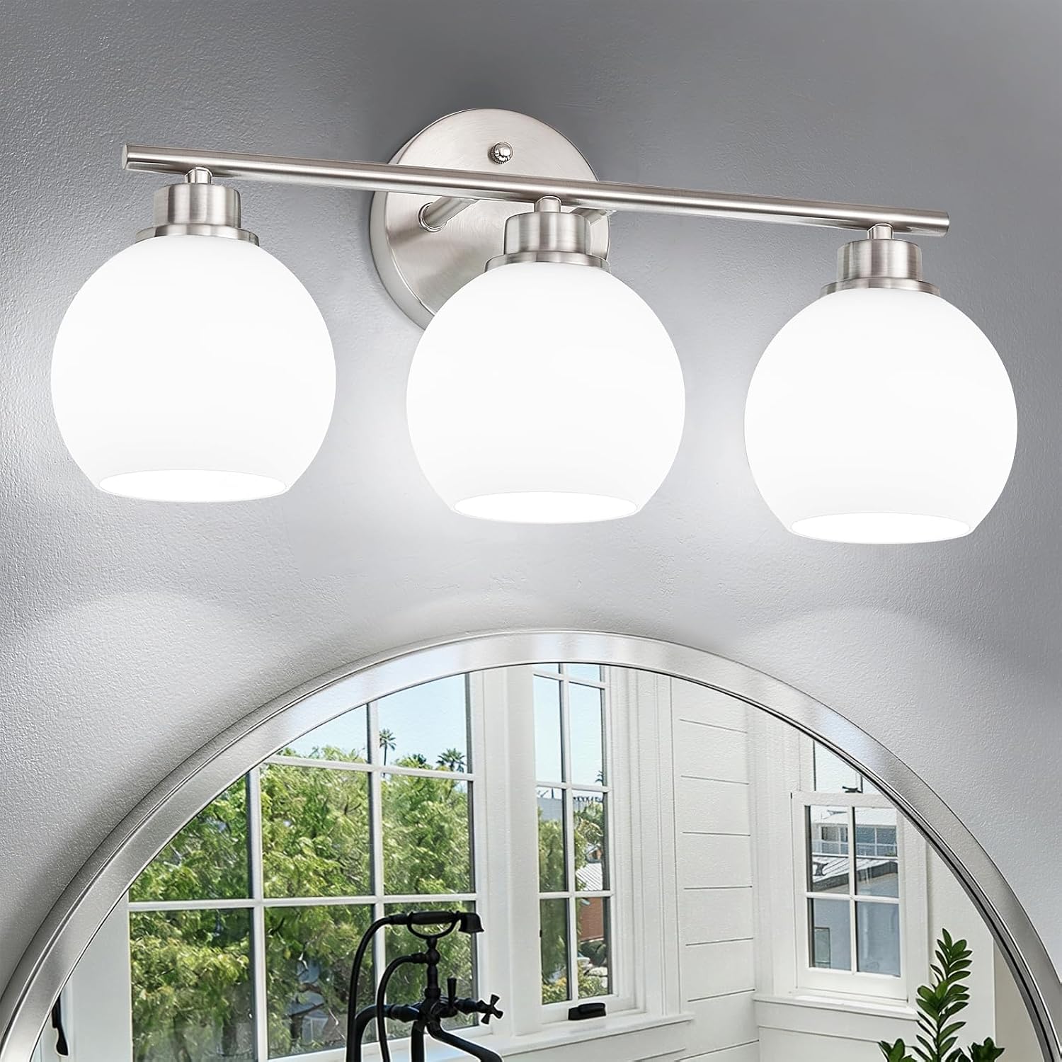 Nickel 3-Light Bathroom Wall Sconce