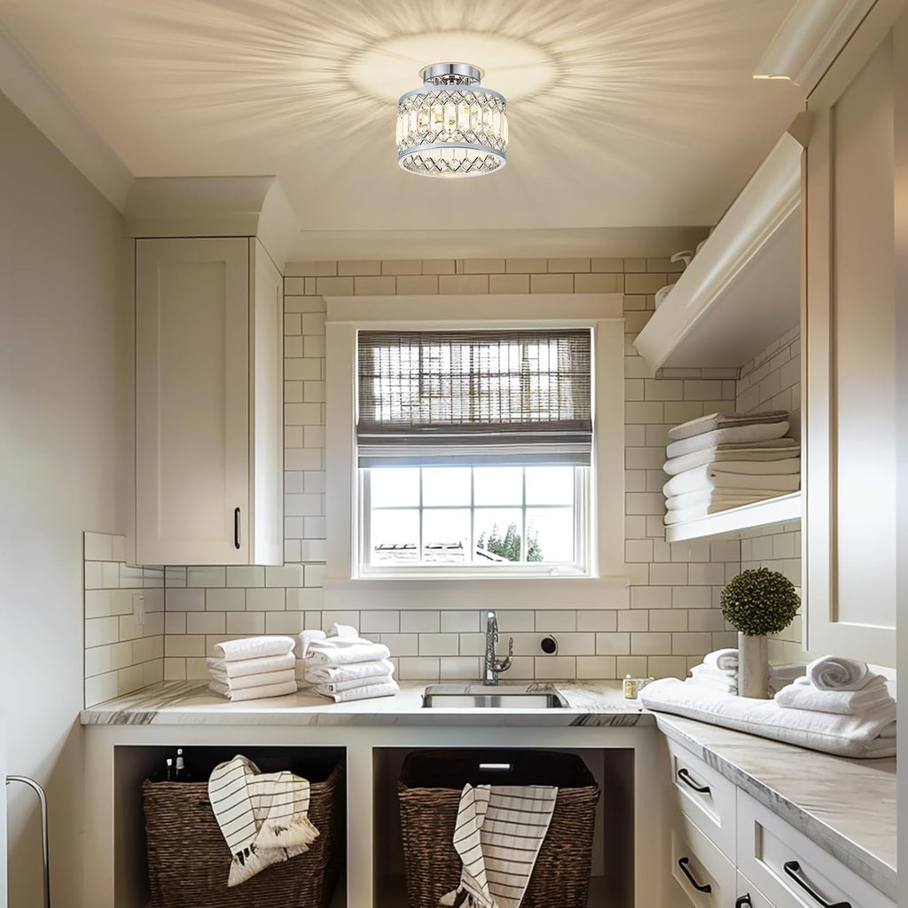 9 Inch Chrome Crystal Ceiling Light
