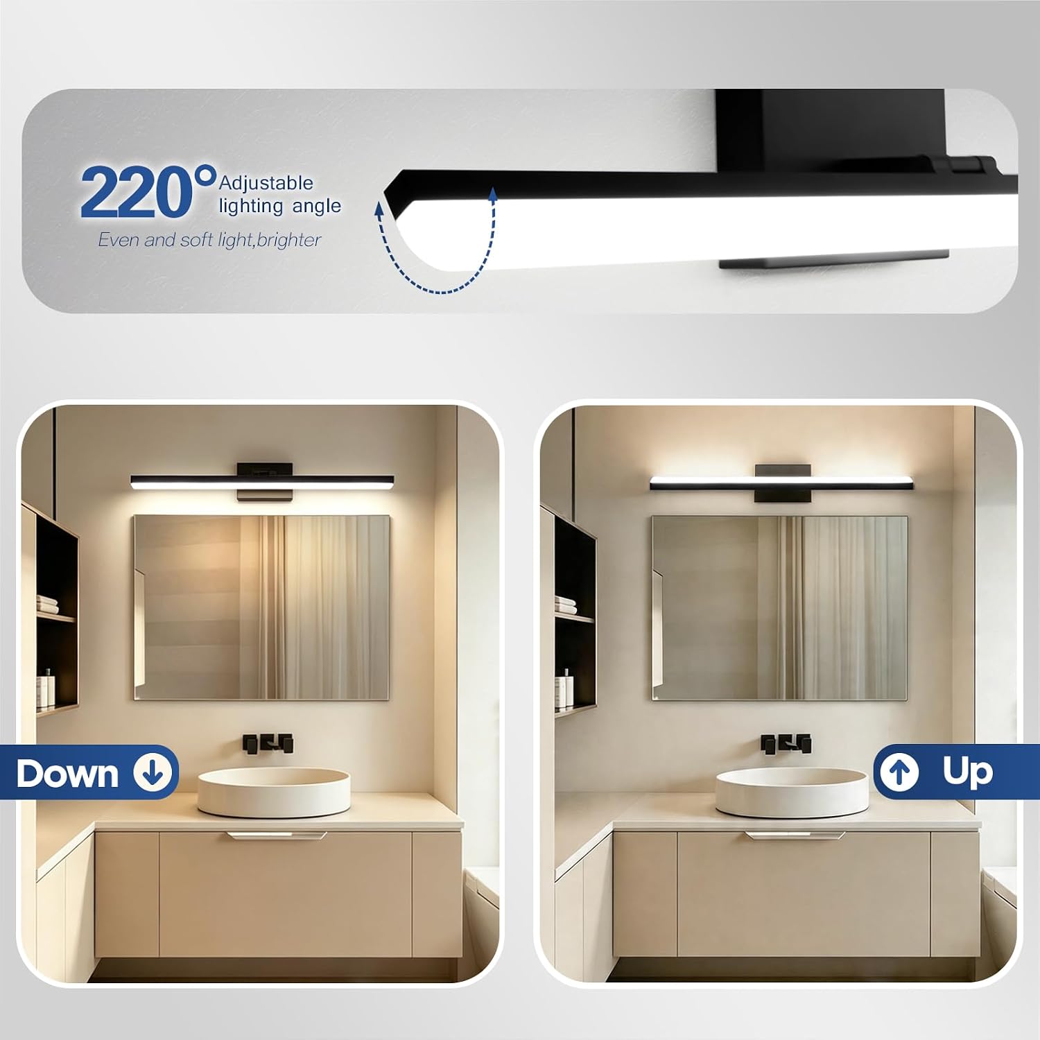 Rotatable Black LED Bathroom Vanity Light