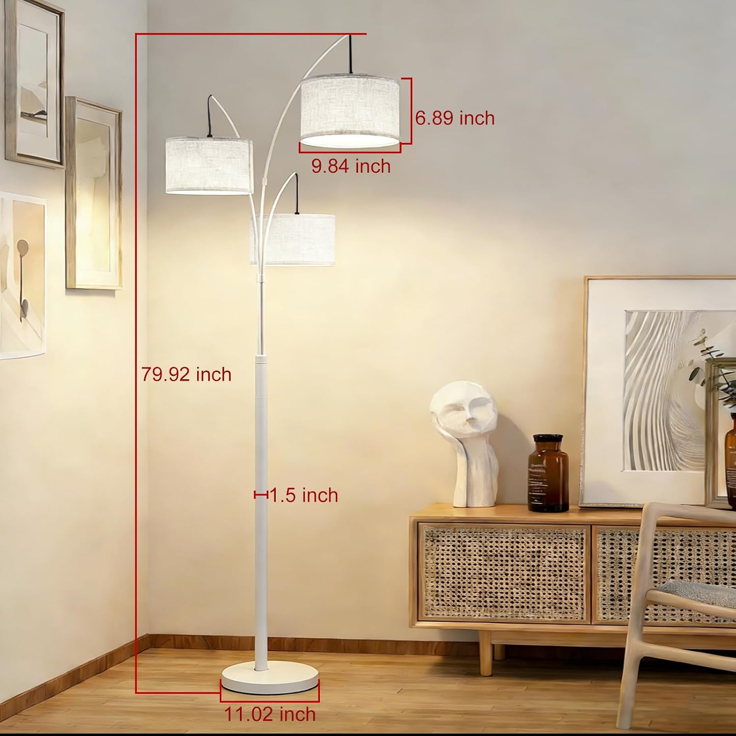 White Arc Remote Dimmable Floor Lamp