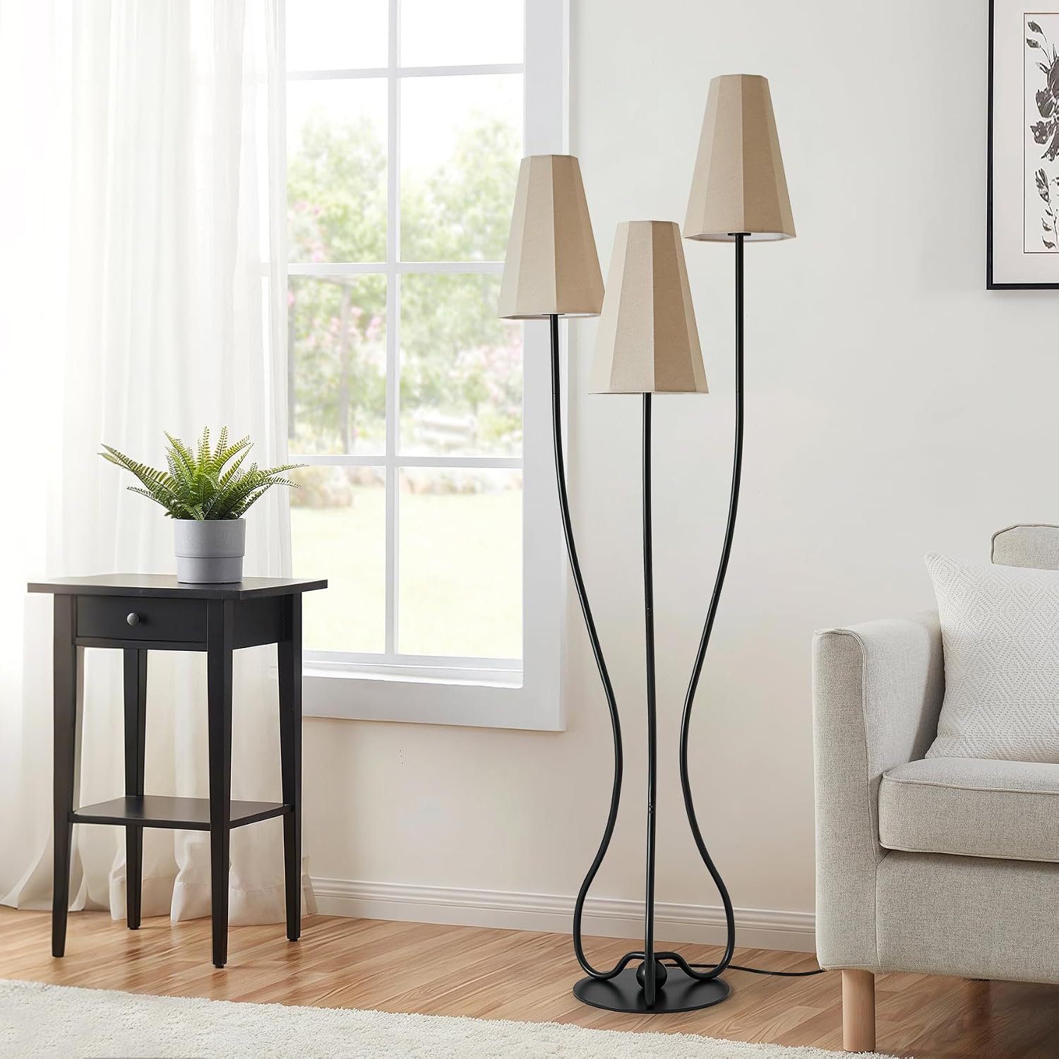 Curved Base 3-Light Vintage Floor Lamp