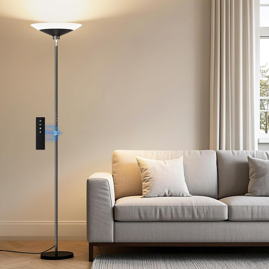 Black Remote Dimmable Torchiere Floor Lamp