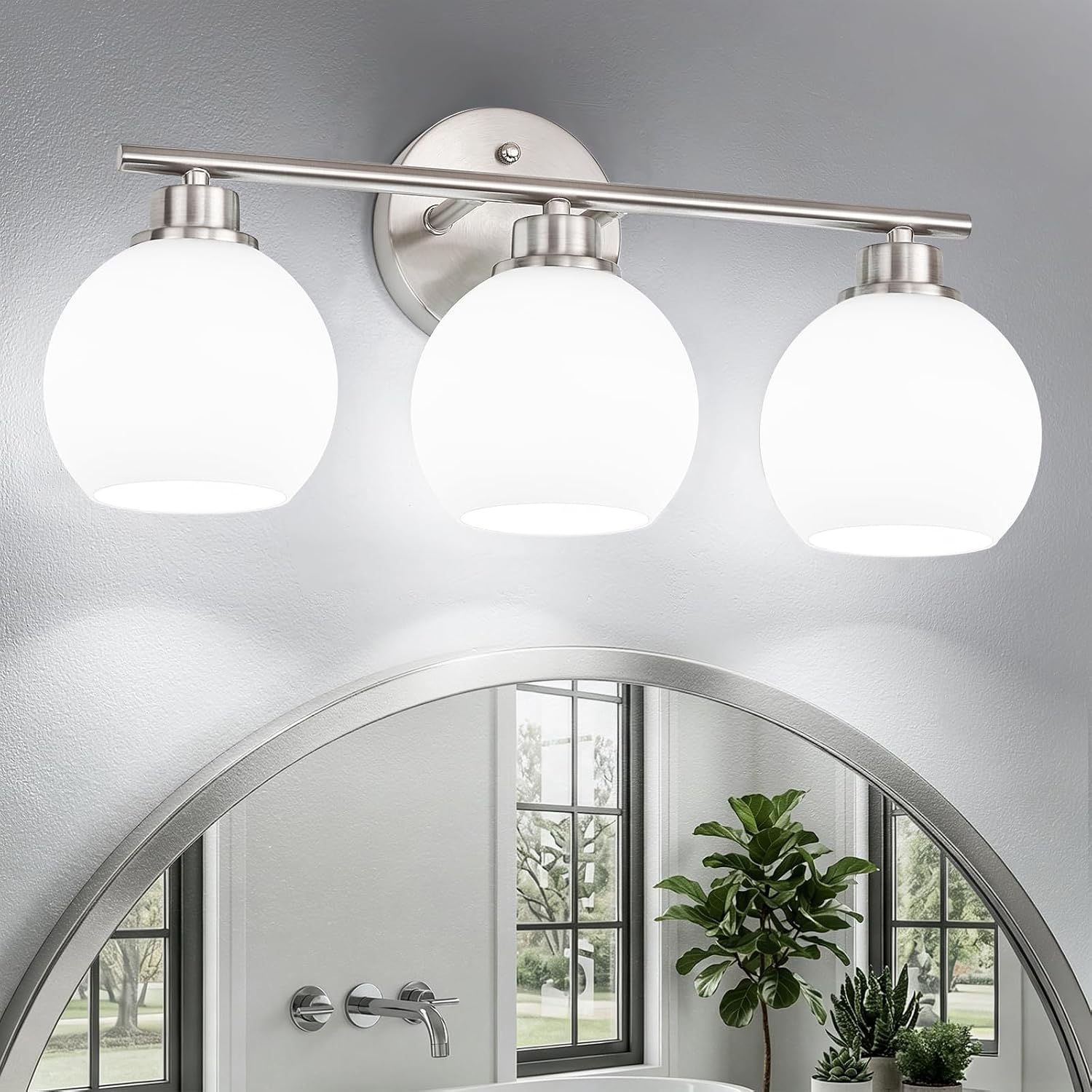 Nickel 3-Light Bathroom Wall Sconce