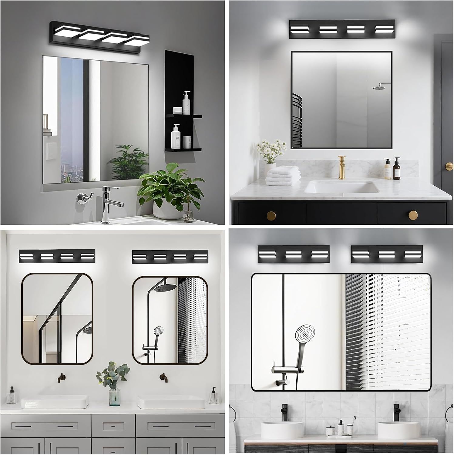 24In Black Rotatable 4-Light Vanity Light