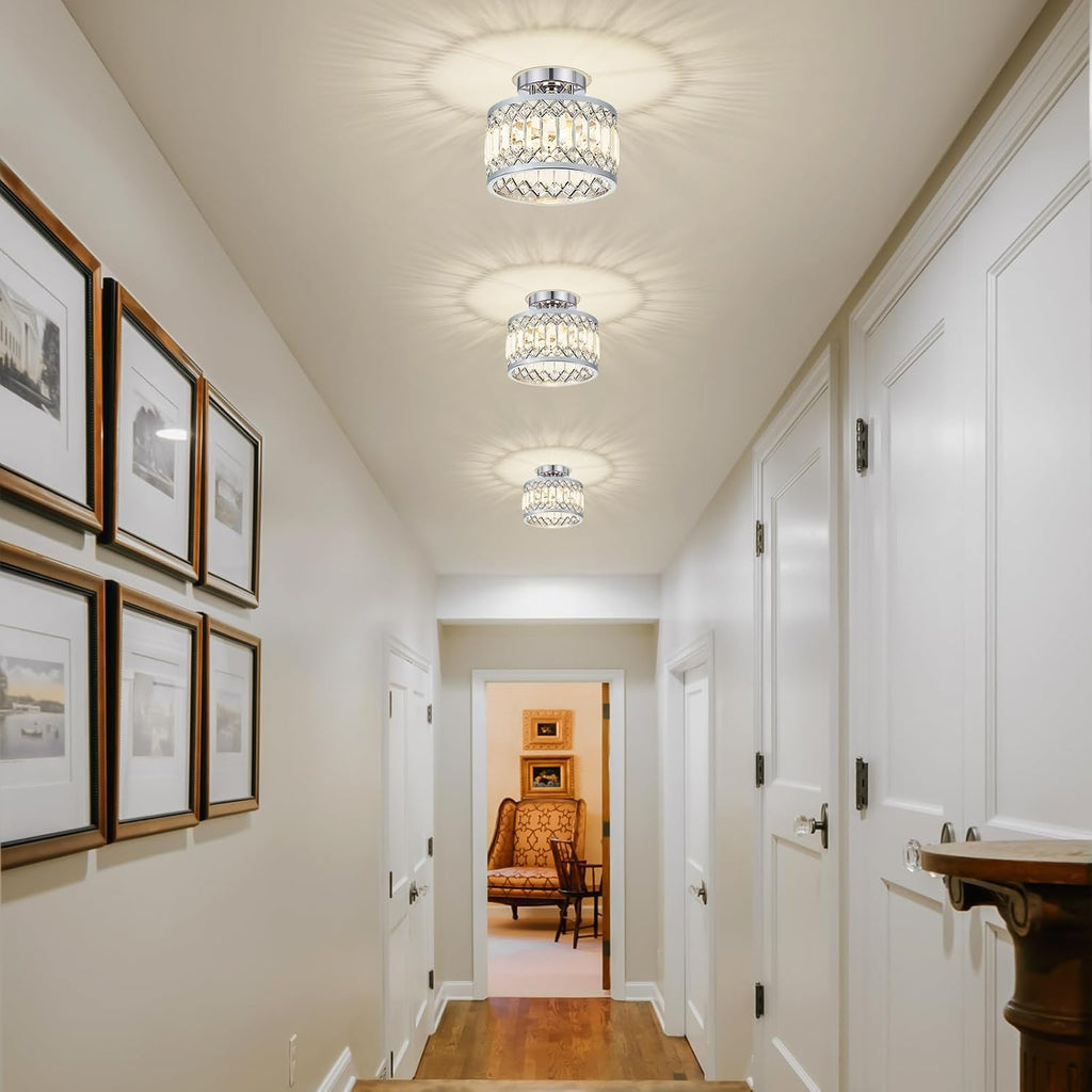 9 Inch Chrome Crystal Ceiling Light