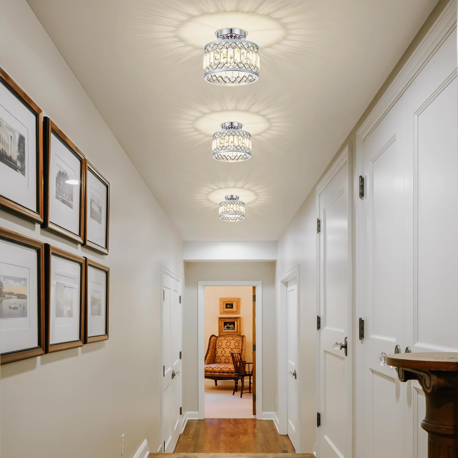 9 Inch Chrome Crystal Ceiling Light
