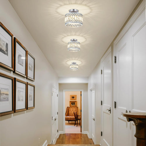 9 Inch Chrome Crystal Ceiling Light