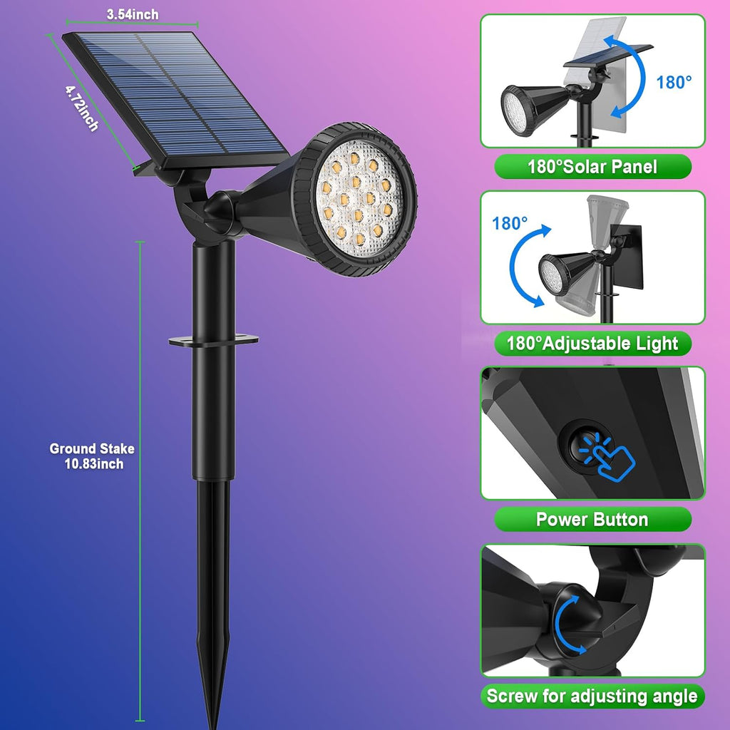 Adjustable RGB Solar Garden Spot Lights