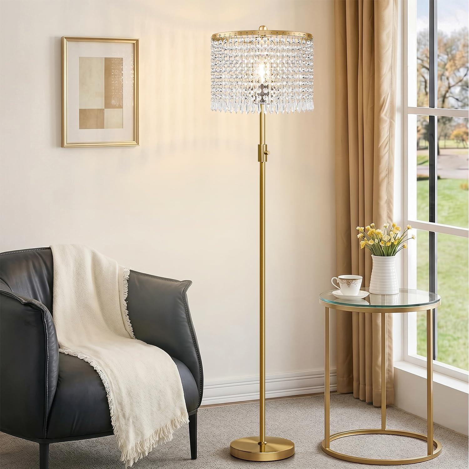 Silver Crystal Dimmable Standing Floor Lamp
