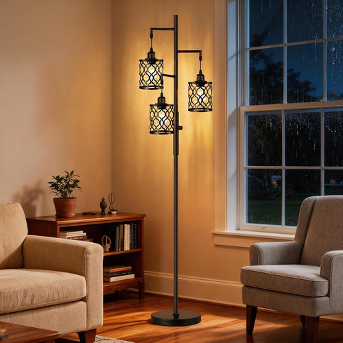 3-Light Rustic Farmhouse Floor Lamp