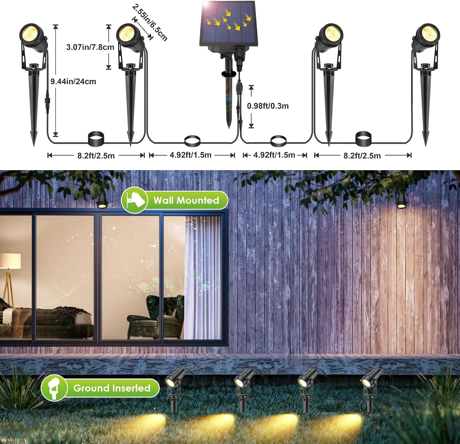 Solar Garden Spotlights Warm White