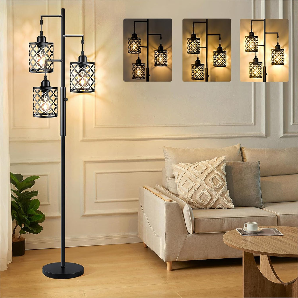 Black Cage Dimmable Farmhouse Floor Lamp